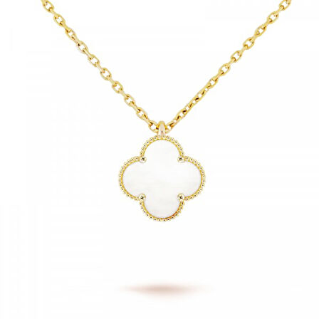  Altın Renk Beyaz Sedef Van Cleef Bijuteri Kolye - 3152