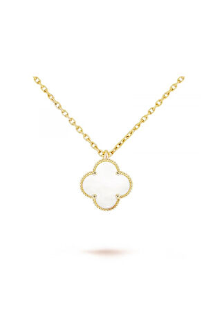  Altın Renk Beyaz Sedef Van Cleef Bijuteri Kolye - 3152