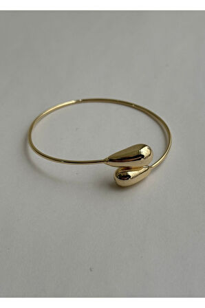 Altın Renk Çift Taraflı Damla Bote Bilezik Çelik Bileklik - 3197