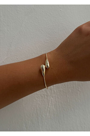 Altın Renk Çift Taraflı Damla Bote Bilezik Çelik Bileklik - 3197