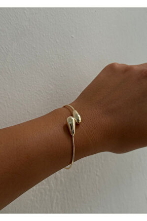 Altın Renk Çift Taraflı Damla Bote Bilezik Çelik Bileklik - 3197