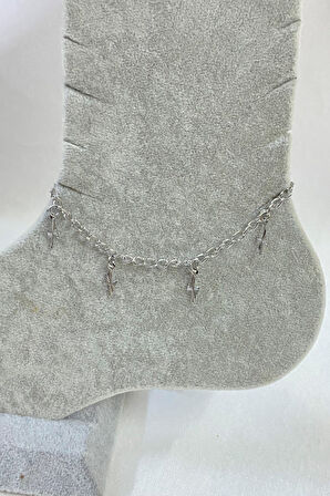 Gümüş Renk Şimşek Model Uzatma Zincir Çelik Halhal - 3257