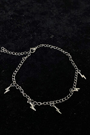 Gümüş Renk Şimşek Model Uzatma Zincir Çelik Halhal - 3257