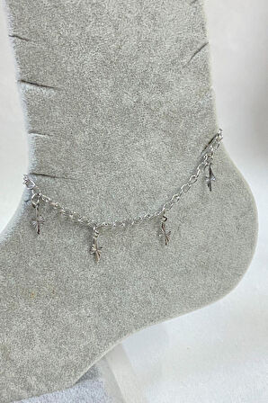 Gümüş Renk Şimşek Model Uzatma Zincir Çelik Halhal - 3257