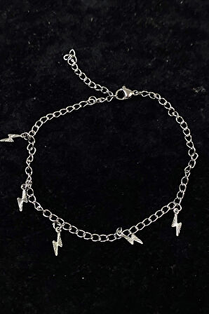 Gümüş Renk Şimşek Model Uzatma Zincir Çelik Halhal - 3257