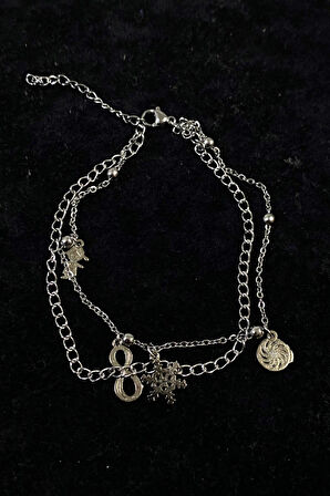 Gümüş Renk Kız Sonsuzluk Kartanesi Spirial Model Uzatma Ve Top Zincir Çelik Halhal - 3259