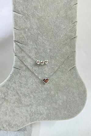 Gümüş Renk Dorika Kalp Model Sf Zincir Çelik Halhal - 3263