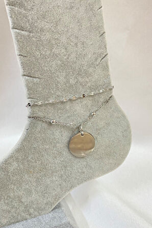 Gümüş Renk Pul Model Singapur Ve Top Zincir Çelik Halhal - 3268