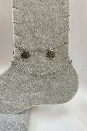 Gümüş Renk Gülen Surat Model Uzatma Ve Top Zincir Çelik Halhal - 3270