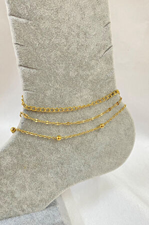 Altın Renk Uzatma Singapur Top Zincir Çelik Halhal - 3273