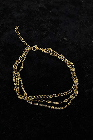 Altın Renk Uzatma Singapur Top Zincir Çelik Halhal - 3273