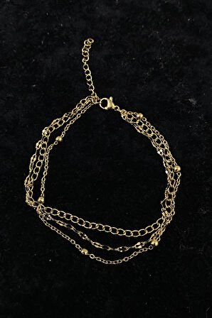 Altın Renk Uzatma Singapur Top Zincir Çelik Halhal - 3273