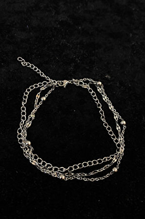 Gümüş Renk Uzatma Singapur Top Zincir Çelik Halhal - 3275