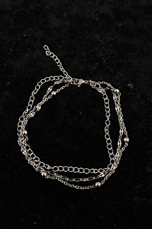 Gümüş Renk Uzatma Singapur Top Zincir Çelik Halhal - 3275