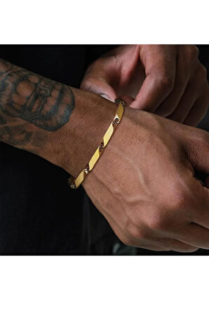 Altın Renk Melon Çelik Hip Hop Kaya Kavun Tohum Unisex Elmas Bambu Zincir Çelik Bileklik - 3305