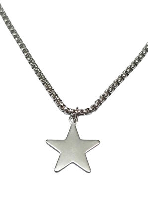 Gümüş Renk Yıldız Model Unisex Arnavut Zincir Çelik Kolye - 3307
