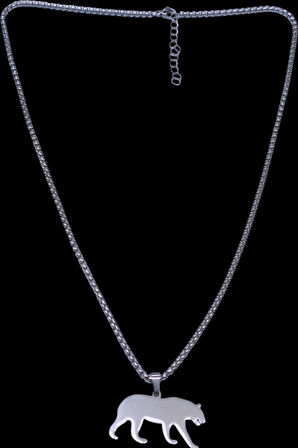 Gümüş Renk Puma Model Unisex Arnavut Zincir Çelik Kolye - 3308