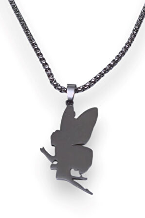 Gümüş Renk Peri Model Unisex Arnavut Zincir Çelik Kolye - 3313