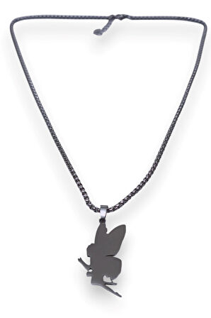 Gümüş Renk Peri Model Unisex Arnavut Zincir Çelik Kolye - 3313