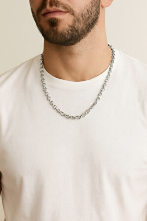 Gümüş Renk Doc Model Zincir 55 Cm. Unisex Çelik Kolye - 3344