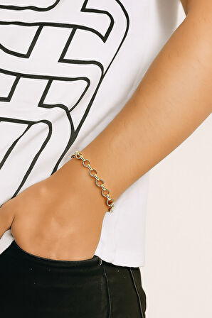 Altın Renk Doc  Zincir Unisex Çelik Bileklik - 3346