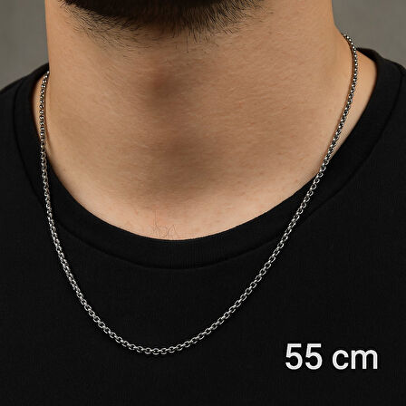 Gümüş Renk İnce Doc Unisex Çelik Kolye - 3365