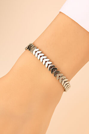 Gümüş Renk Kılçık Unisex Çelik Bileklik - 3368