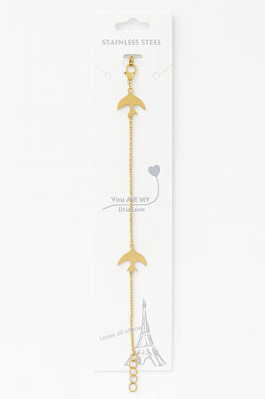 Altın Renk Sf Kuş Çelik Bileklik - 3378