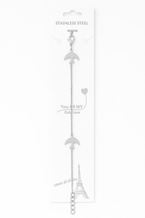 Gümüş Renk Sf Kuş Çelik Bileklik - 3379