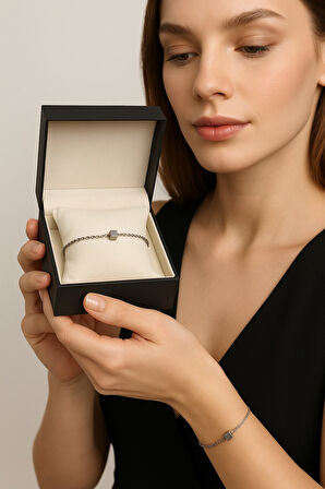 Gümüş Renk Sf Küp Zincir Unisex Çelik Bileklik - 3384