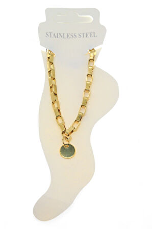 Altın Renk Küp Pul Çelik Halhal - 3441