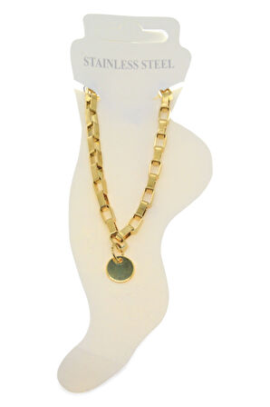 Altın Renk Küp Pul Çelik Halhal - 3441