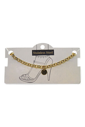 Altın Renk Doc Pul Çelik Halhal - 3448