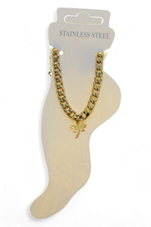 Altın Renk Kalın Cadena Yusufcuk Çelik Halhal - 3449