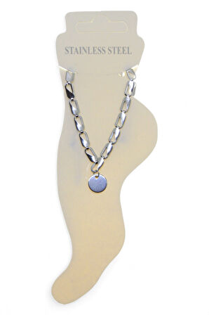 Gümüş Renk Kesik Arpa Pul Çelik Halhal - 3452