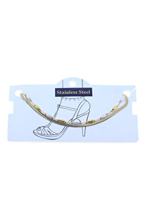 Altın Renk İtalyan Silindir Beyaz Sarı Çelik Halhal - 3455