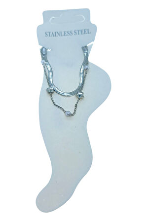 Gümüş Renk İtalyan Yıldız İnci Çelik Halhal - 3459