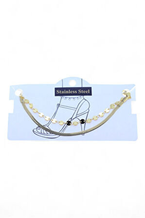 Altın Renk İtalyan Birbirine Ekli Pul Çelik Halhal - 3463