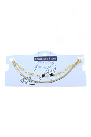 Altın Renk İtalyan Birbirine Ekli Pul Çelik Halhal - 3463