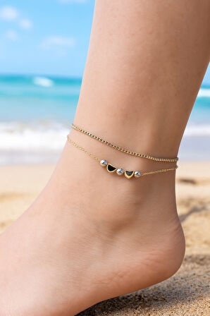 Altın Renk Asansör Sf Top Kalp Top Kalp Top Çelik Halhal - 3471