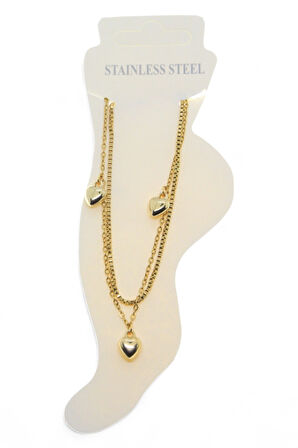 Altın Renk Asansör Sf 3 Kalp Çelik Halhal - 3484