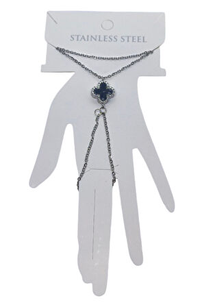 Gümüş Renk Van Clef Çift Yönlü Önü Beyaz Araksı Siyah Çelik Şahmeran - 3516