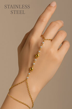 Altın Renk Yıldız Sıra İnci Çelik Şahmeran - 3537