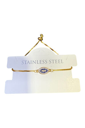 Altın Renk Mekik Göz Asansör Çelik Bileklik - 3589