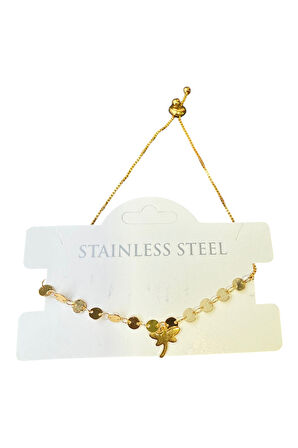 Altın Renk Pul Zincir Yusufcuk Asansör Çelik Bileklik - 3601