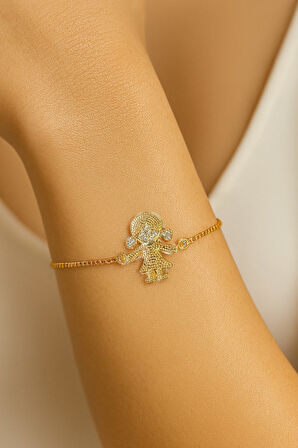 Altın Renk Kız Asansör Çelik Bileklik - 3602