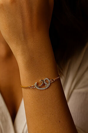 Altın Renk Çift Vav Asansör Çelik Bileklik - 3613