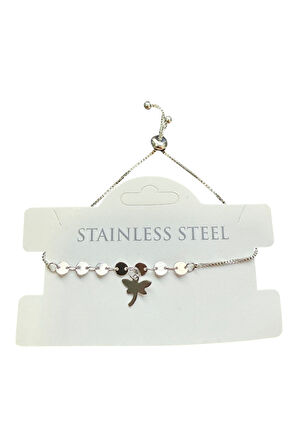 Gümüş Renk Pul Zincir Yusufcuk Asansör Çelik Bileklik - 3616