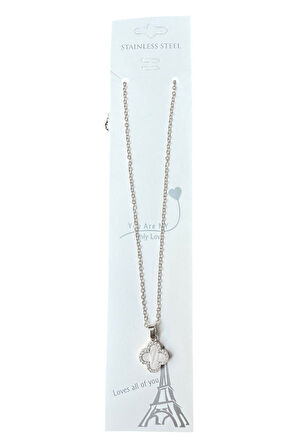 Gümüş Renk Çift Yönlü Kolye Önü Beyaz Arkası Siyah Sf Zincir Çelik Kolye - 3638