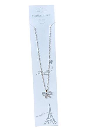 Gümüş Renk Fiyonk Baget Sf Zincir Çelik Kolye - 3657